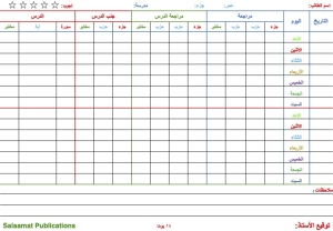 Preview of the Arabic 14 Day Dhor Sheet